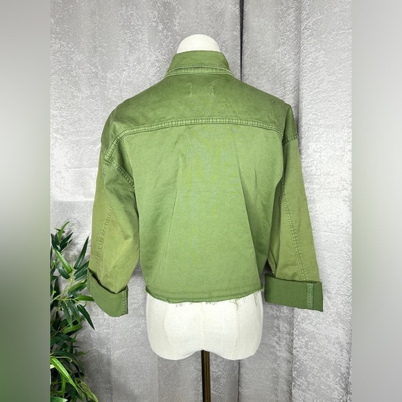 BOYISH Women’s The Camden Denim Cropped Utility Jacket Army Green Sz XS - Picture 9 of 16